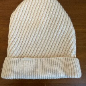 Cream Ribbed Knit Beanie by Athleta